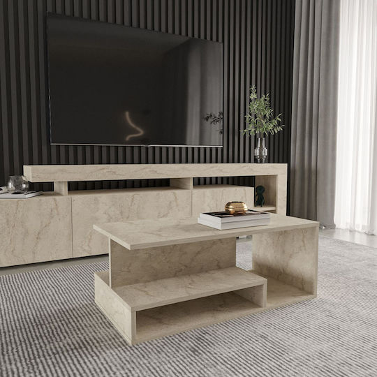Правоъгълно Централно Кафе Масичка Vera Дървена Travertine Ш90xД56.2xВ10см
