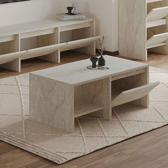 Правоъгълно Централно Кафе Масичка Laris Дървена Travertine Ш90xД45xВ35см