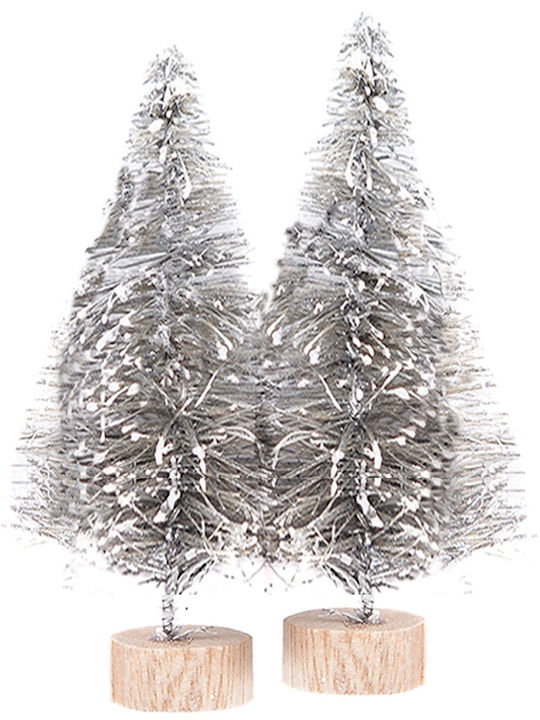 Decorative Silver Christmas Trees 8cm 2pcs