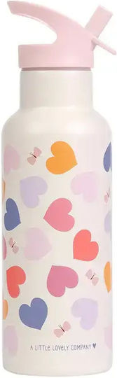 A Little Lovely Company Kids Water Bottle Thermos Stainless Steel with Straw 500ml