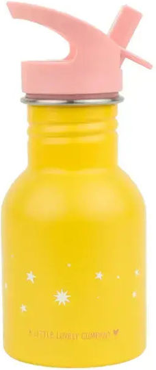 A Little Lovely Company Kids Water Bottle Stainless Steel with Straw Shooting 350ml