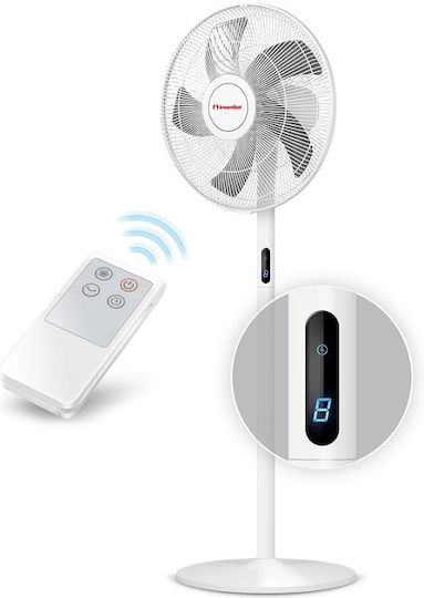 Inventor Ανεμιστήρας Ορθοστάτης 48W Διαμέτρου 40cm με Τηλεχειριστήριο Λευκός