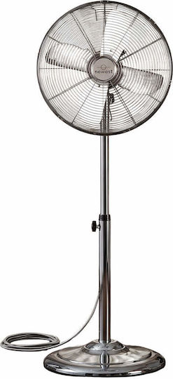 Newest FS40-CH Ανεμιστήρας Ορθοστάτης 60W Διαμέτρου 40cm Ασημί