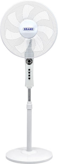 Brand Ανεμιστήρας Ορθοστάτης 60W Διαμέτρου 45cm Λευκός