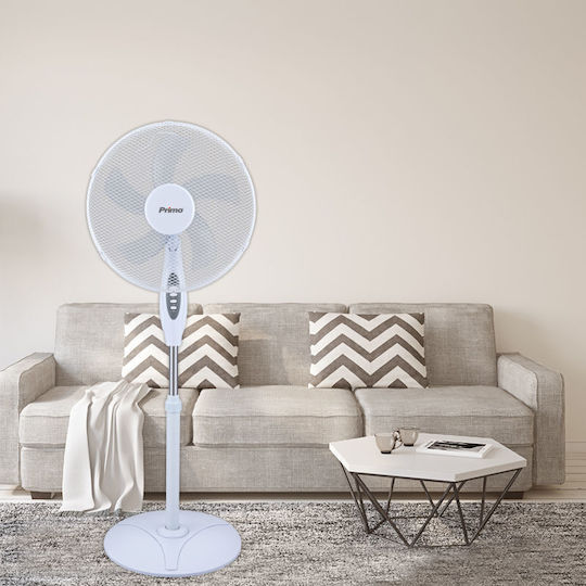 Primo PRSF-80716 Ανεμιστήρας Ορθοστάτης 45W Διαμέτρου 40cm Λευκός