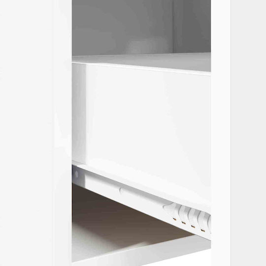 Metal Bedside Table with White Glass Surface 40x36x70cm
