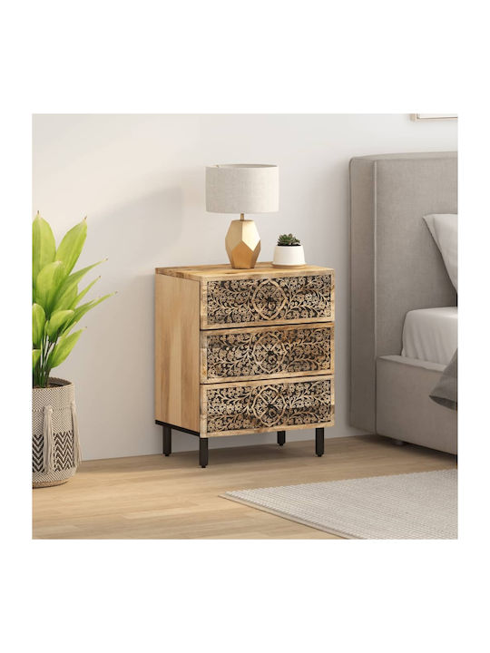 Beige Wooden Bedside Table 50x33x60cm