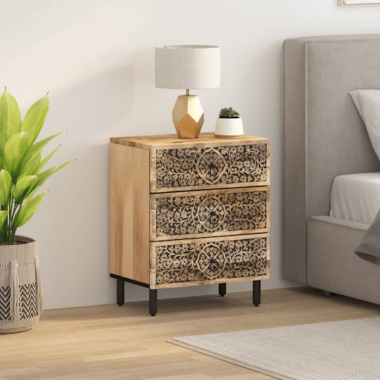 Beige Wooden Bedside Table 50x33x60cm
