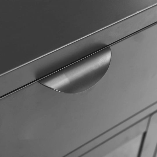 Metal Bedside Table With Gray Glass Surface 40x30x54.5cm