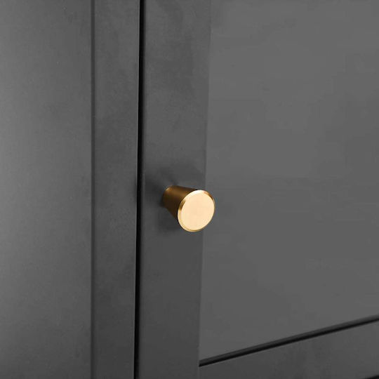 Metal Bedside Table With Gray Glass Surface 40x30x54.5cm