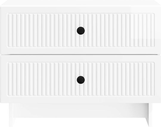 White Wooden Bedside Table 62x34.5x47.5cm
