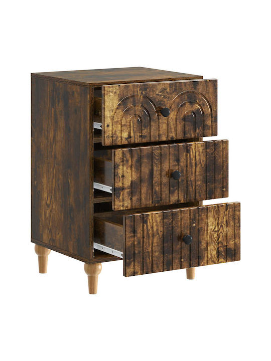 Wooden Bedside Table with Brown Metal Legs 43x41x66.5cm