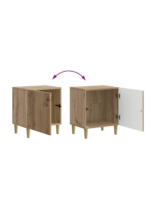 Wooden Bedside Table Brown 43x34.5x50cm