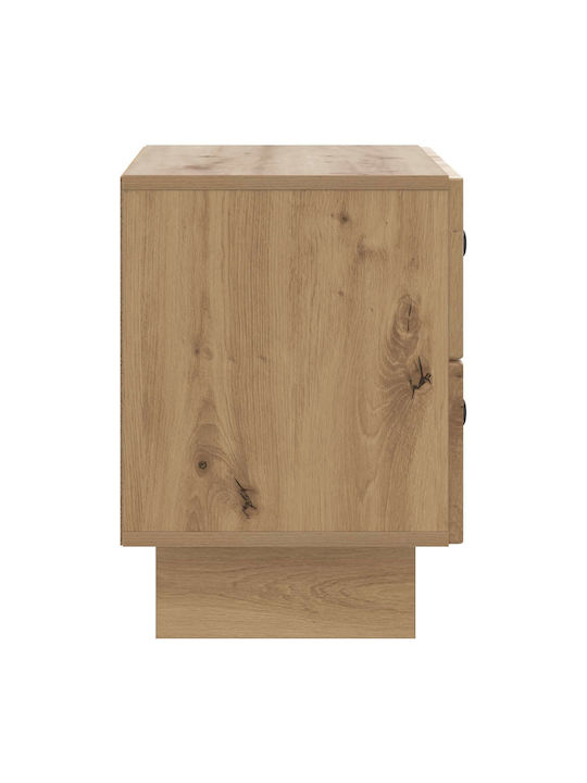 Wooden Bedside Table Brown 62x34.5x47.5cm