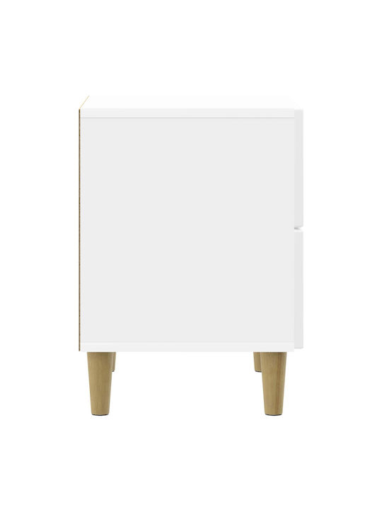 Wooden Bedside Table White 43x34.5x48cm