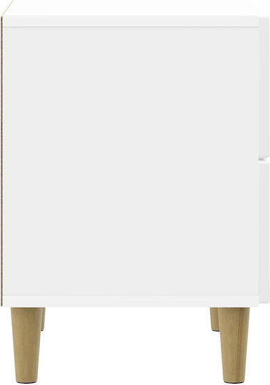 Wooden Bedside Table White 43x34.5x48cm
