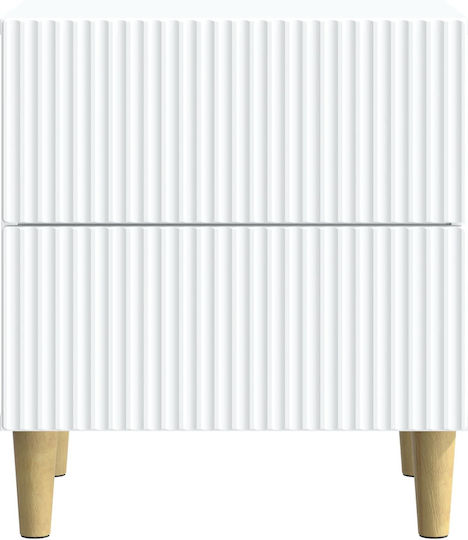 Λευκά Ξύλινα Κομοδίνα 2τμχ 43x34.5x48cm