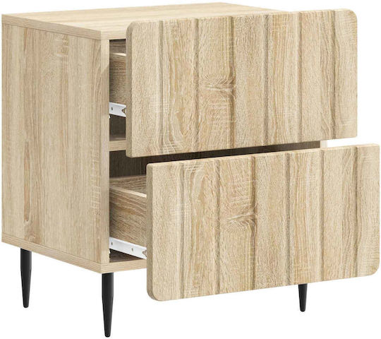Noptiere Dormitor Din Lemn Bej 2 Bucăți 43x34.5x49.5cm