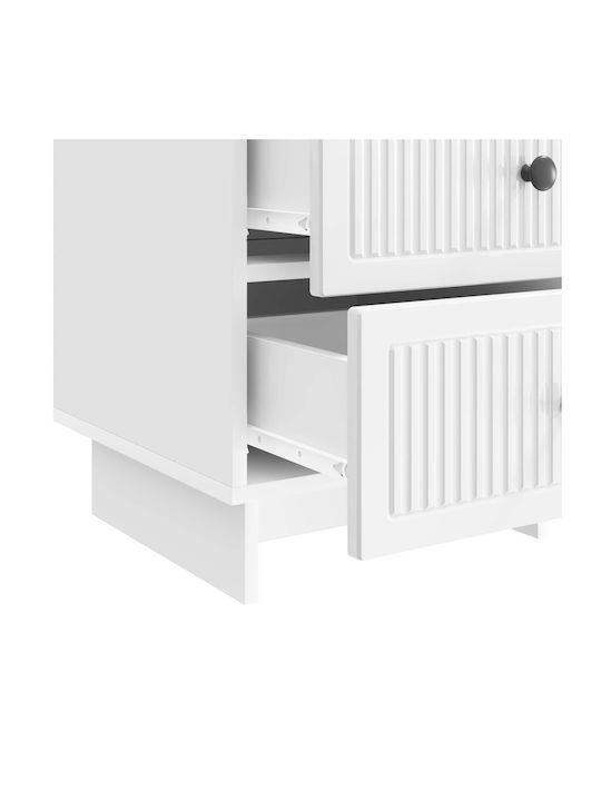Wooden Bedside Table White 43x41x66.5cm