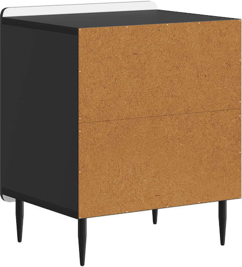 Нощни Шкафчета Дървени с Метални Крака Черни 2 Бройки 43x34.5x52см