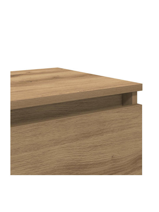 Κομοδίνο Ξύλινο με Μεταλλικά Πόδια Μπεζ 40x35x50cm