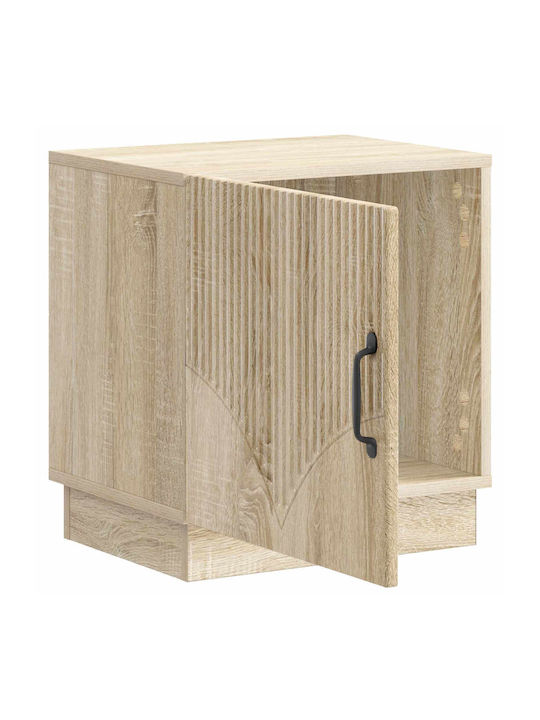 Wooden Bedside Tables With Black Metal Legs 2 Pieces 43x34.5x47cm