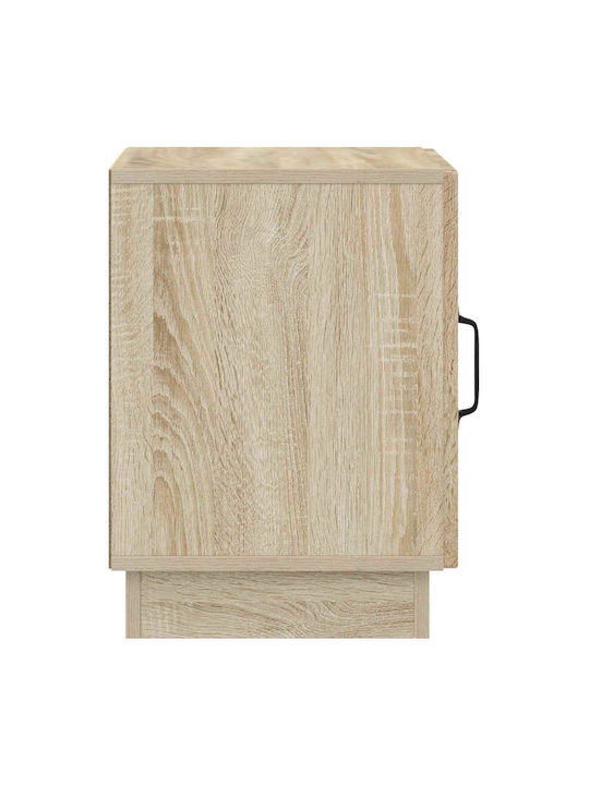 Wooden Bedside Tables With Black Metal Legs 2 Pieces 43x34.5x47cm