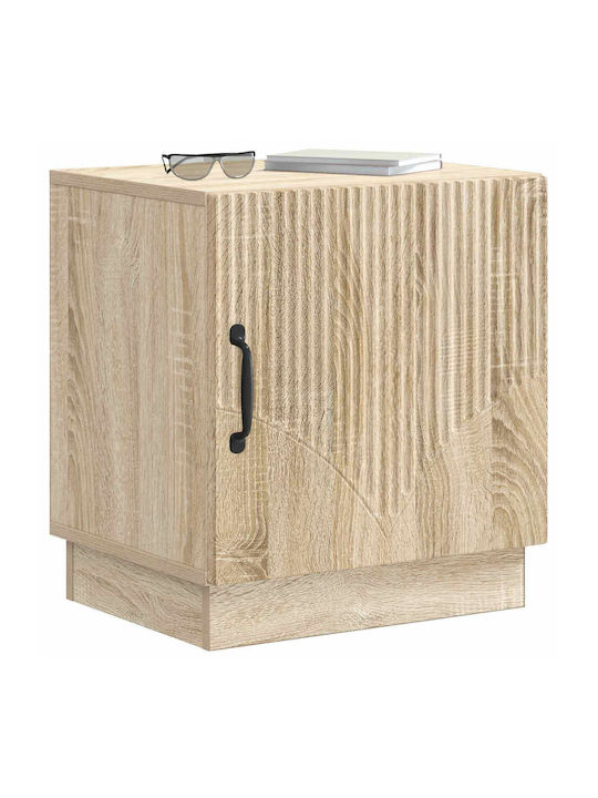 Wooden Bedside Tables With Black Metal Legs 2 Pieces 43x34.5x47cm