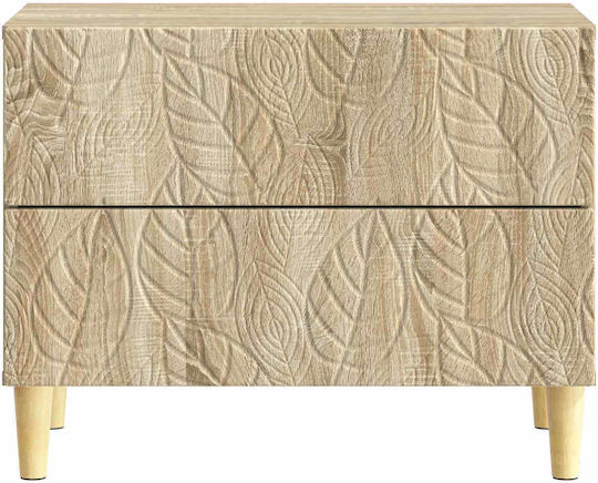 Wooden Beige Bedside Table 62x34.5x48cm