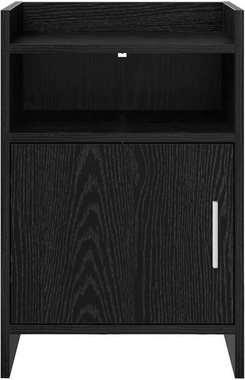 Metal Bedside Table With Black Glass Surface 40x36x60cm