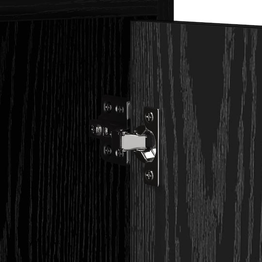 Metal Bedside Table With Black Glass Surface 40x36x60cm