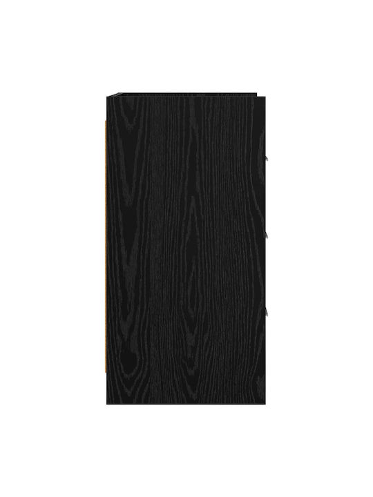 Metal Bedside Table with Black Glass Surface 40x36x70cm