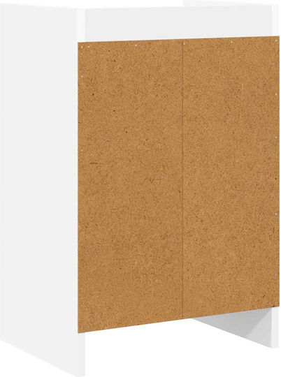 Wooden Bedside Table With Metal Legs White 40x30x60cm