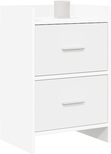 Wooden Bedside Table With Metal Legs White 40x30x60cm
