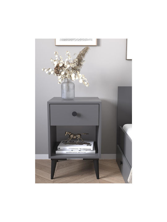 Amari Wooden Bedside Table Gray 43x43x67.5cm