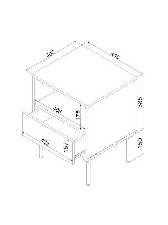 Нощни Шкафчета Tresse Дървени Зелени 2 Бройки 44x40x53см