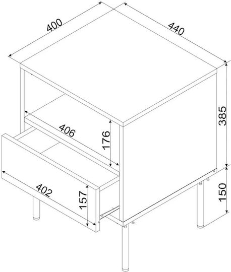 Bedside Tables Tresse Wooden Green 2 Pieces 44x40x53cm