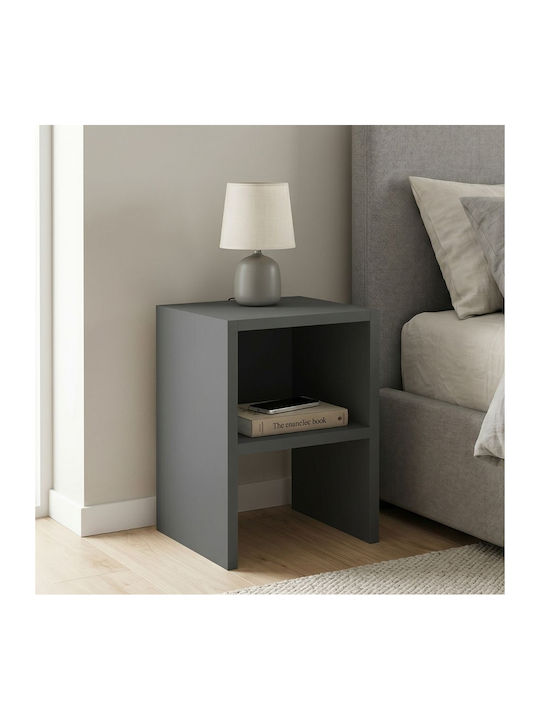 Bedside Table Smile Wooden Gray 30x30x40cm