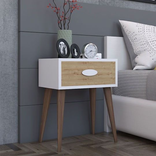 Bedside Table Laber Wooden Walnut White Sonoma 45x30x57.5cm