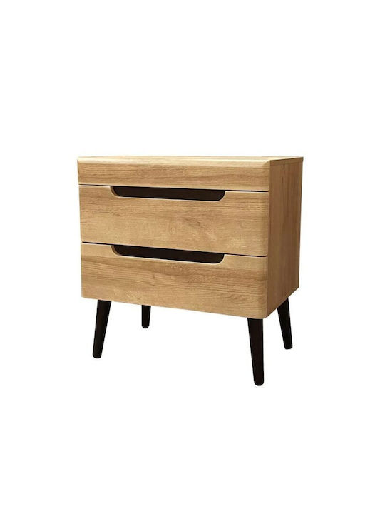 Bedside Table Grif Wooden Beige 60x40x58cm