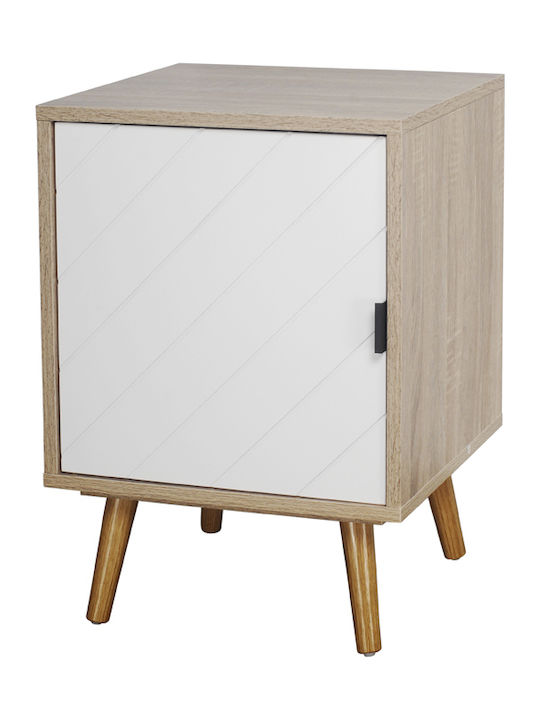 Bedside Table Velo Wooden Beige 45x35x57cm