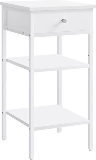 Wooden Bedside Table with Metal Legs White 35x35x70cm