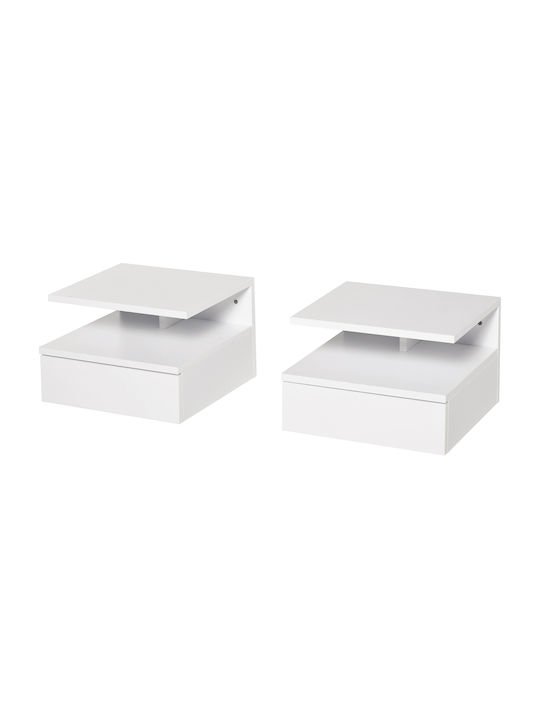 Wooden White Bedside Tables 2 Pieces 35x32x22.5cm
