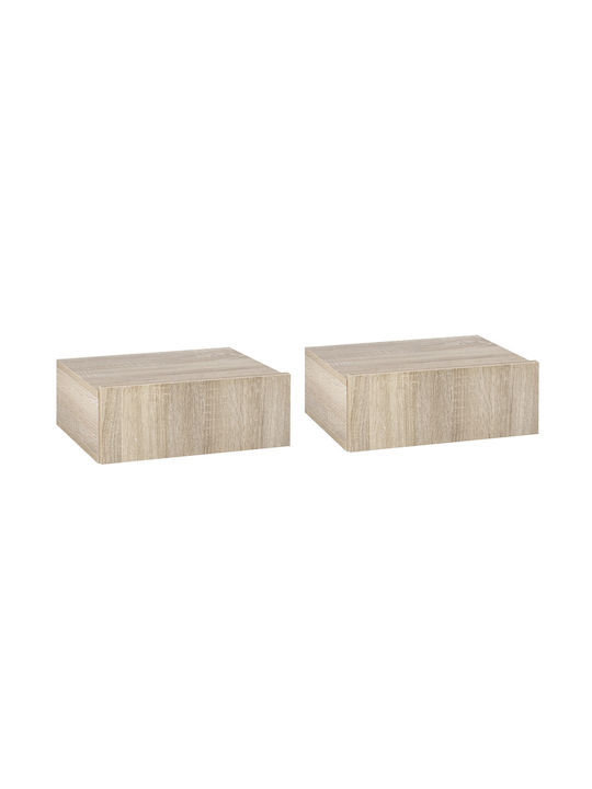 Wooden Brown Bedside Tables 2 Pieces 40x30x15cm