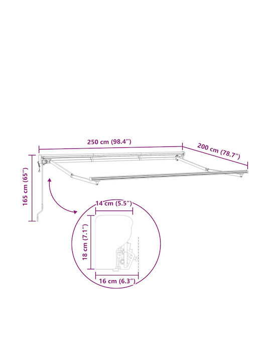 vidaXL Terrassenmarkise mit Burgundischer LEDs 2,5x2m