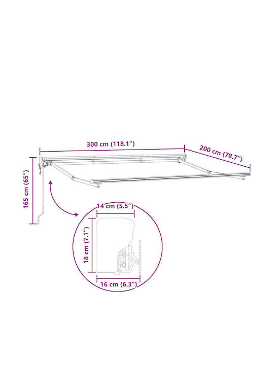 vidaXL Тента Тераса С LED Оранжева 3x2m