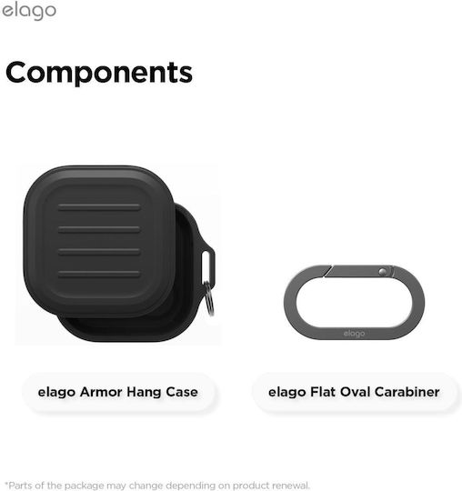 Elago Armor Hang Silicone Case with Hook in Black Color for Samsung Galaxy Buds 4 / 4 Pro