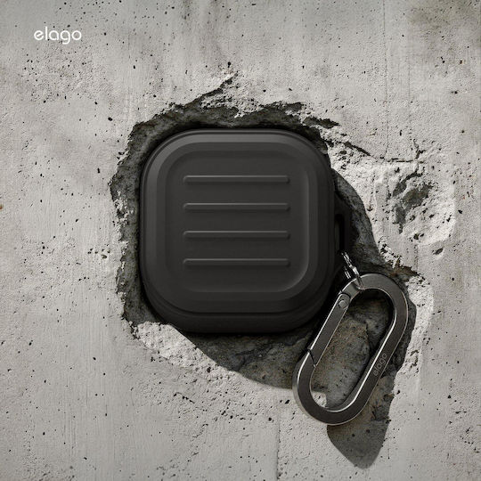 Elago Armor Hang Silicone Case with Hook in Black Color for Samsung Galaxy Buds 4 / 4 Pro