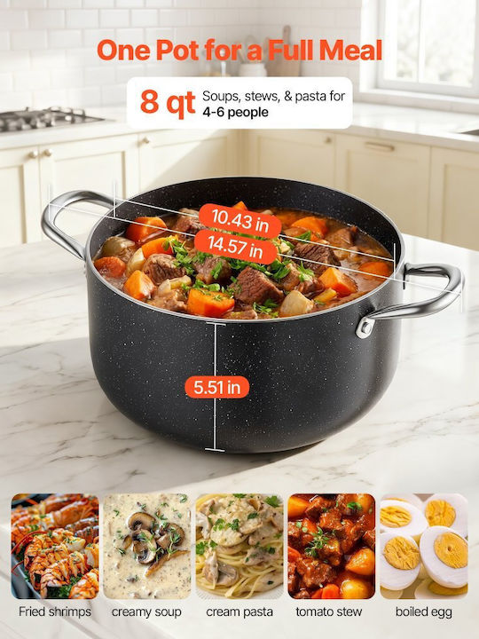 Vevor Βαθιά Κατσαρόλα από Αλουμίνιο 7.6lt /