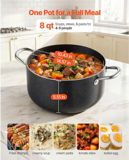 Vevor Deep Aluminum Stockpot 7.6L / 37cm